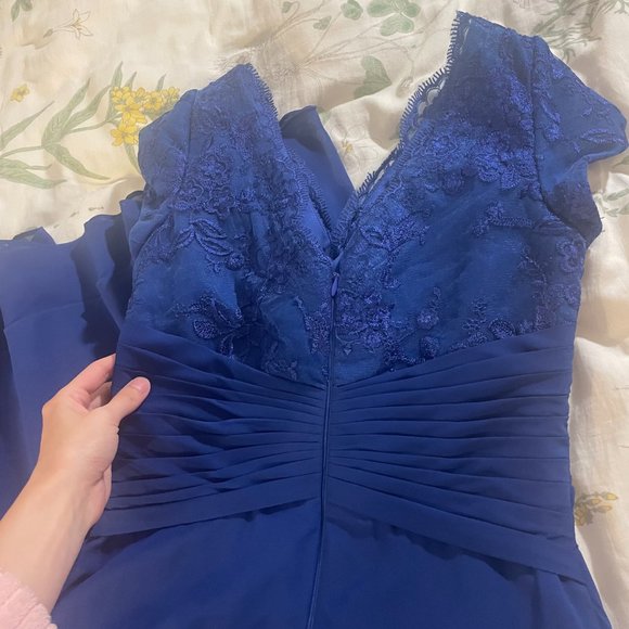 Blue lace greecian bridesmaid formal maxi gown! - Picture 15 of 16